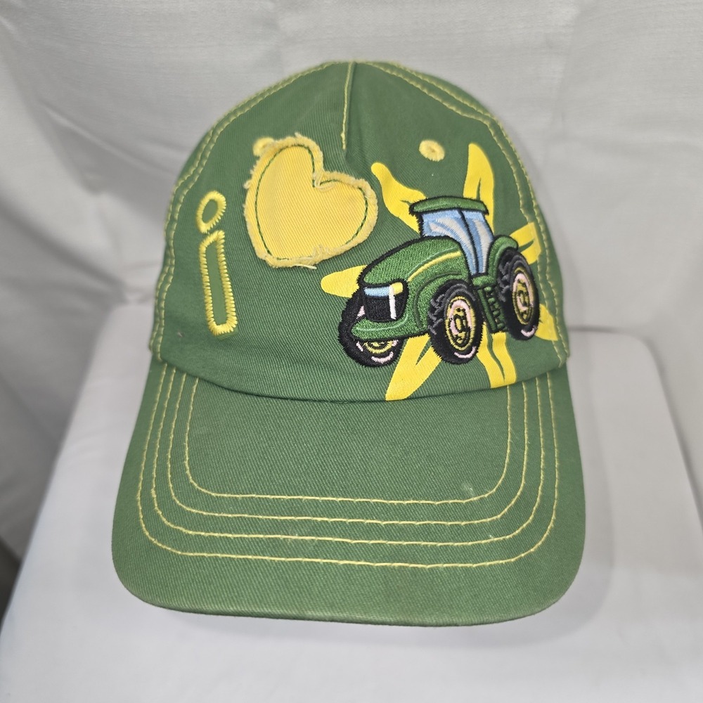 I Love John Deere Embroidered Tractor Cap Adjustable Youth Size M/L Slapback Hat